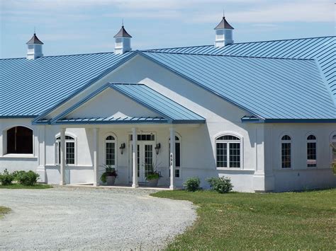 blue metal roof house